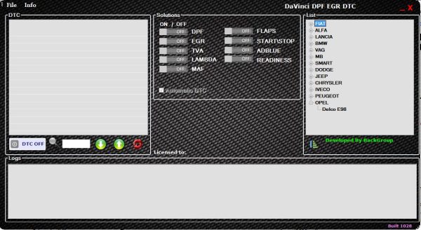 DAVINCI 1.0.28 LAST VERSION 2022 DPF EGR DTC ADBLUE OFF