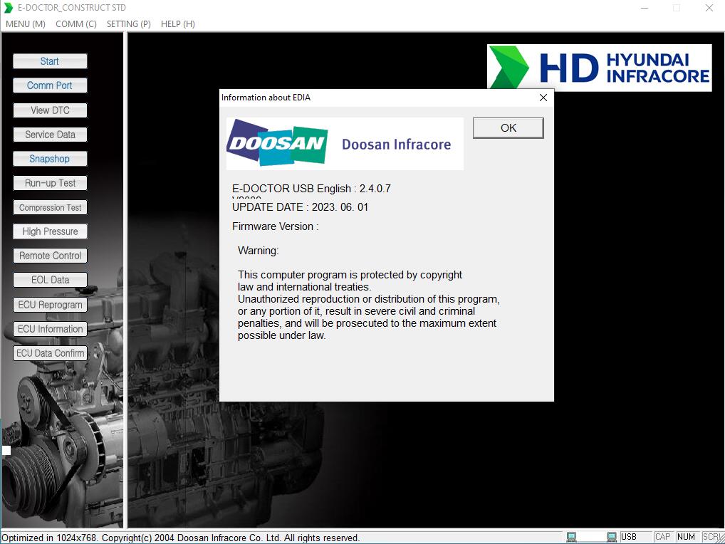 06.2023 Doosan e-Doctor 2.4.0.7 Diagnostic Software