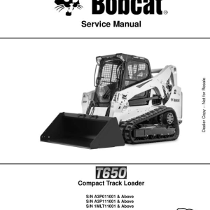 Bobcat T650 Loader Workshop Service Manual PDF document collection